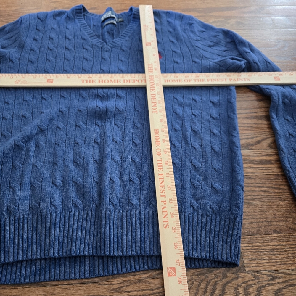 POLO Ralph Lauren 100% Tussah Silk Cable Knit Mens Sweater Sz XL Like New - Picture 8 of 8